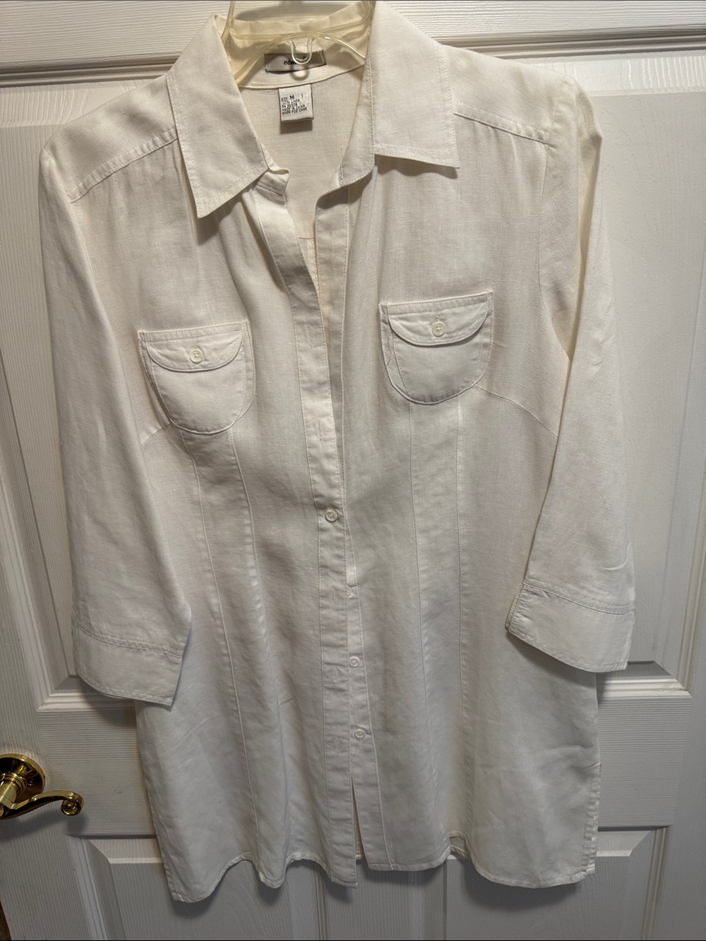 Lightweight Women's White Button-Down Shirt with Chest Pockets